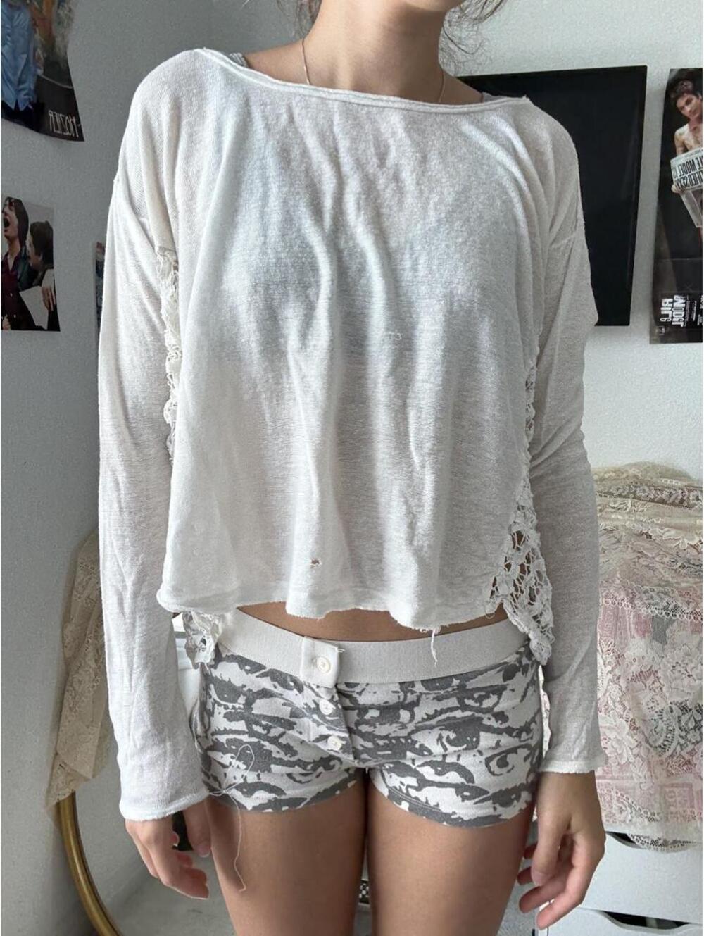 Free People Women's White and Cream Blous